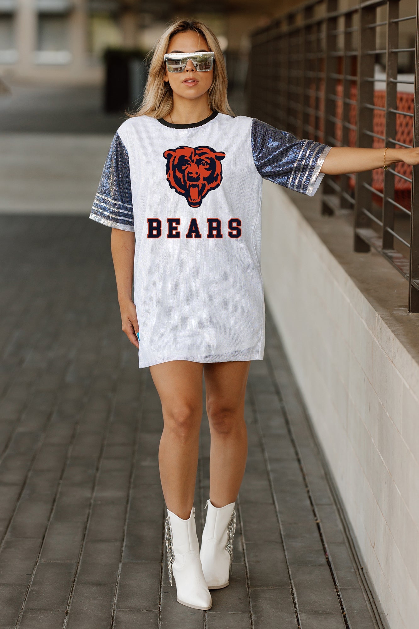 Women's Chicago Bears Bling It Sequined Jersey Dress Women's Chicago Bears Bling It Sequined Jersey Dress