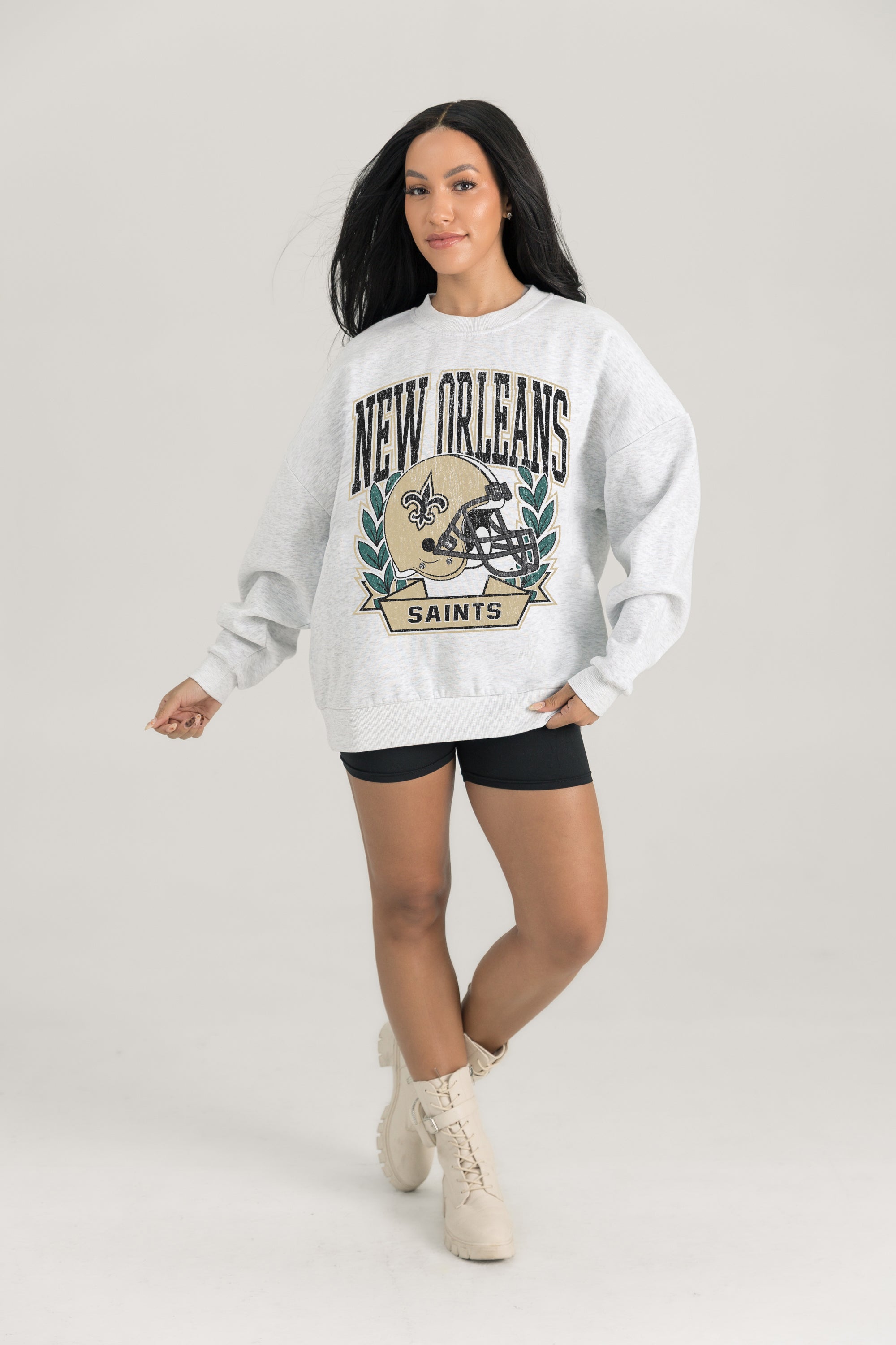 Women's New Orleans Saints Heritage Fleece Crewneck Pullover