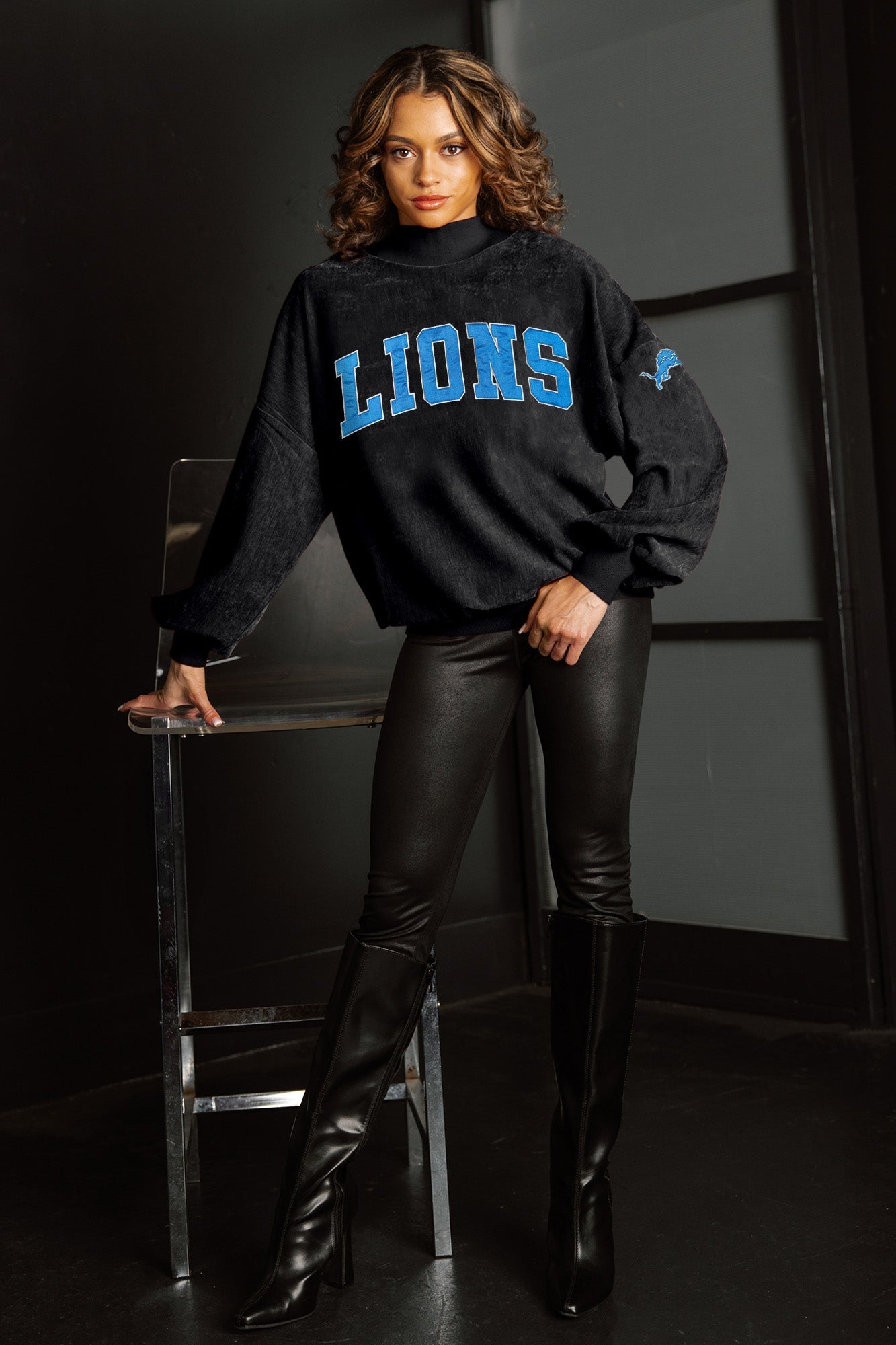 DETROIT LIONS MAKE A MOVE MOCK NECK CHENILLE PULLOVER – Gameday
