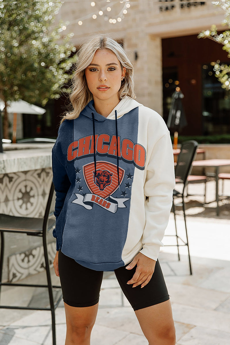 CHICAGO BEARS TAKE THE FIELD TRI-COLOR BLOCK HOODED FLEECE PULLOVER