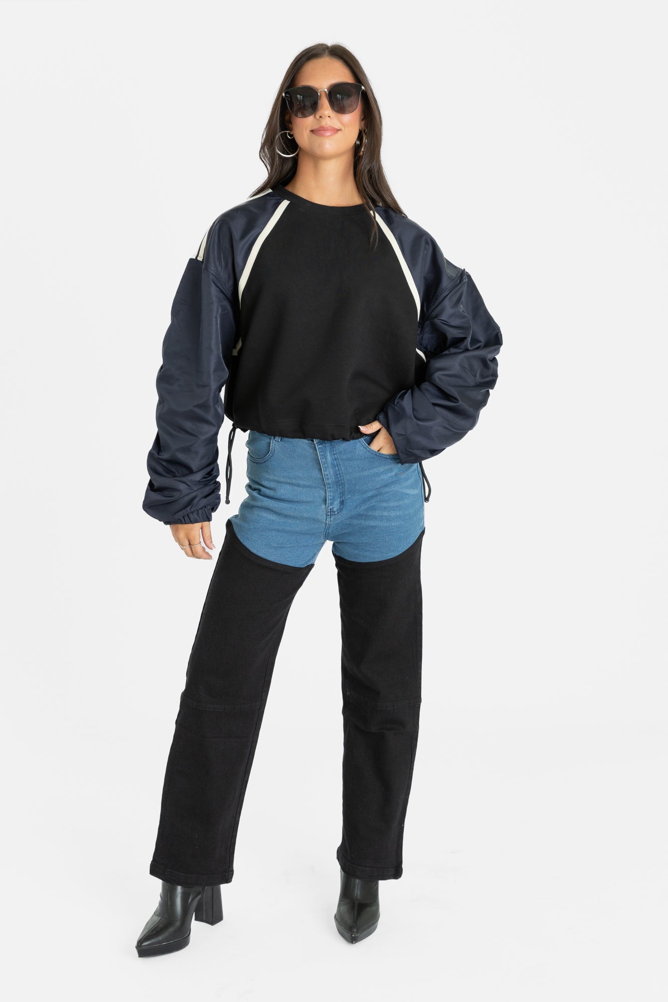 JUNO TWO TONE CONTRAST PANEL JEANS