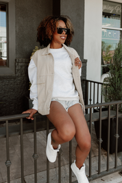 DENIM DOLL VEST IN KHAKI