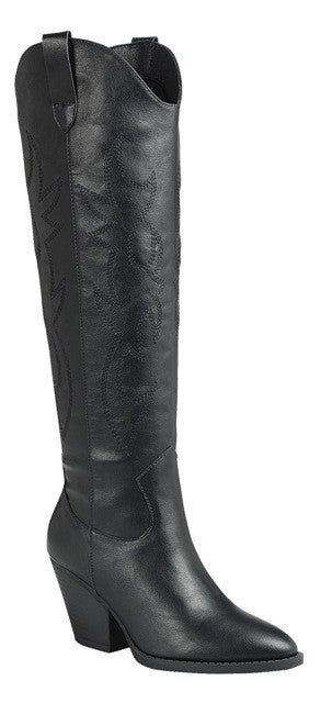 SCARLETT TALL WESTERN BOOTS IN BLACK