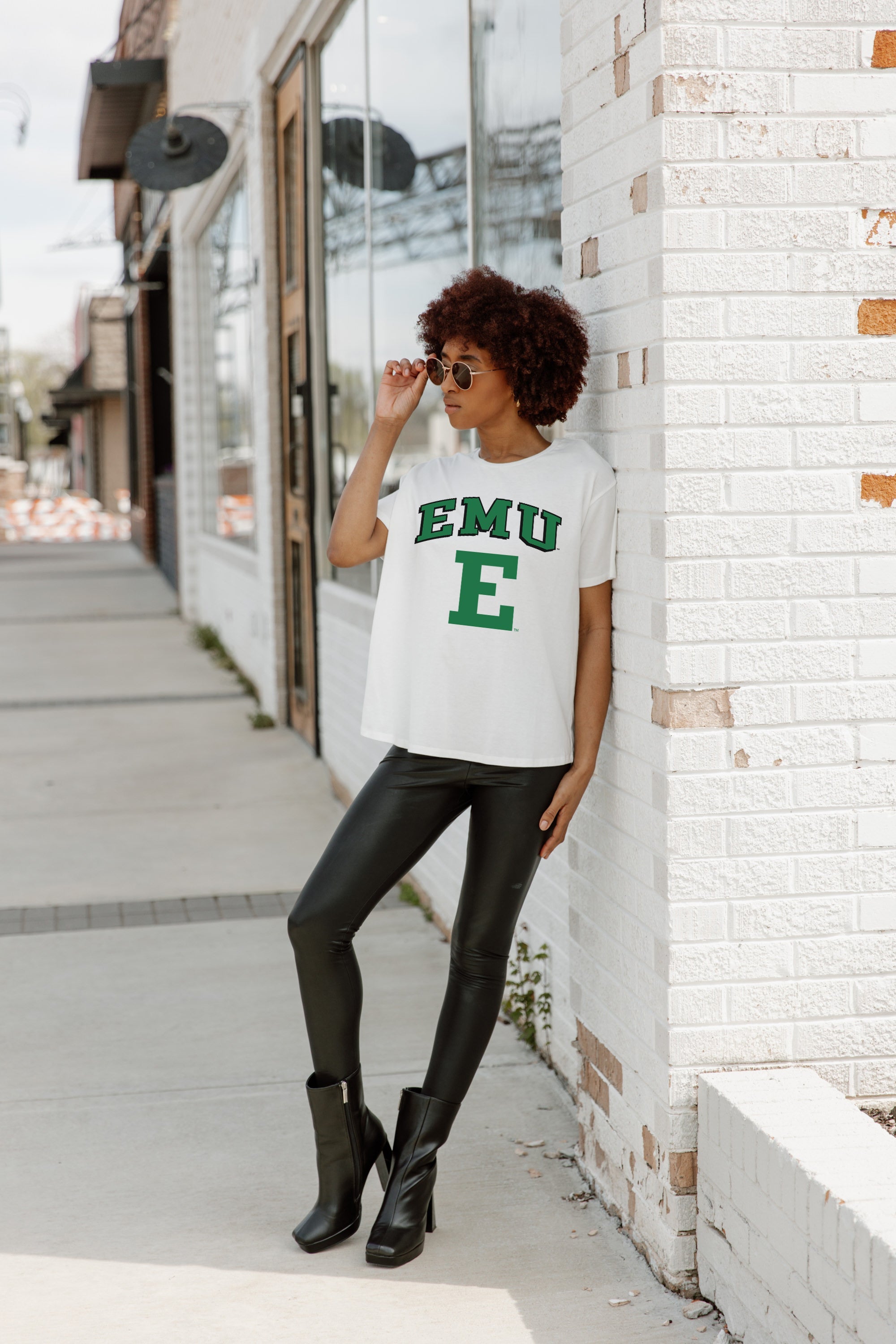 EASTERN MICHIGAN EAGLES AROUND WE GO SHORT SLEEVE FLOWY TEE
