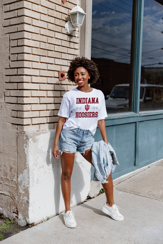 INDIANA HOOSIERS TO THE POINT SHORT SLEEVE FLOWY TEE