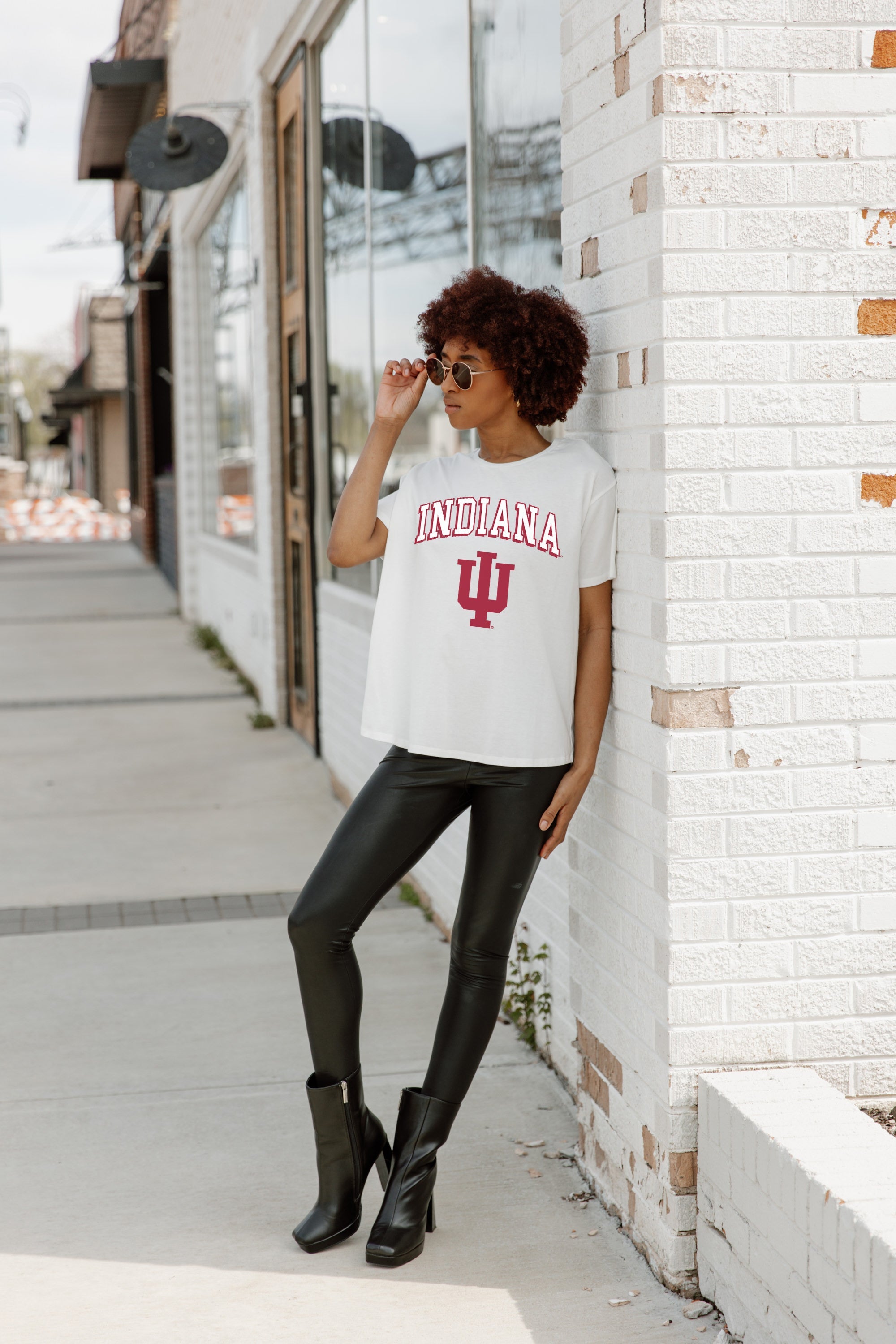 INDIANA HOOSIERS AROUND WE GO SHORT SLEEVE FLOWY TEE