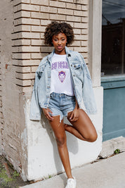 White NORTHWESTERN STATE DEMONS Around We Go Flowy Tee - Styled Look | Gameday Couture - SOHO