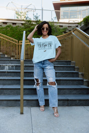 White PHILADELPHIA EAGLES No Limits Flowy Tee - Full Body Styled Look | Gameday Couture - SOHO