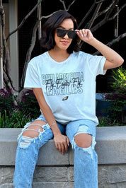Light Blue PHILADELPHIA EAGLES No Limits Flowy Tee - Casual Sitting Pose | Gameday Couture - SOHO