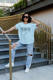 Light Blue PHILADELPHIA EAGLES No Limits Flowy Tee - Lifestyle Stairs Pose | Gameday Couture - SOHO