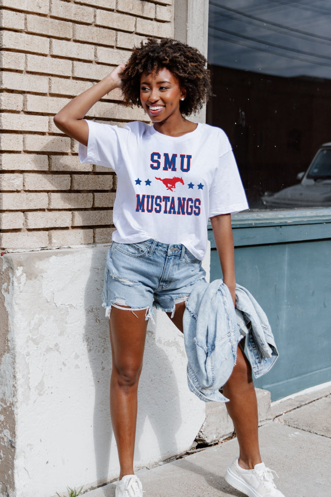 SMU MUSTANGS TO THE POINT SHORT SLEEVE FLOWY TEE