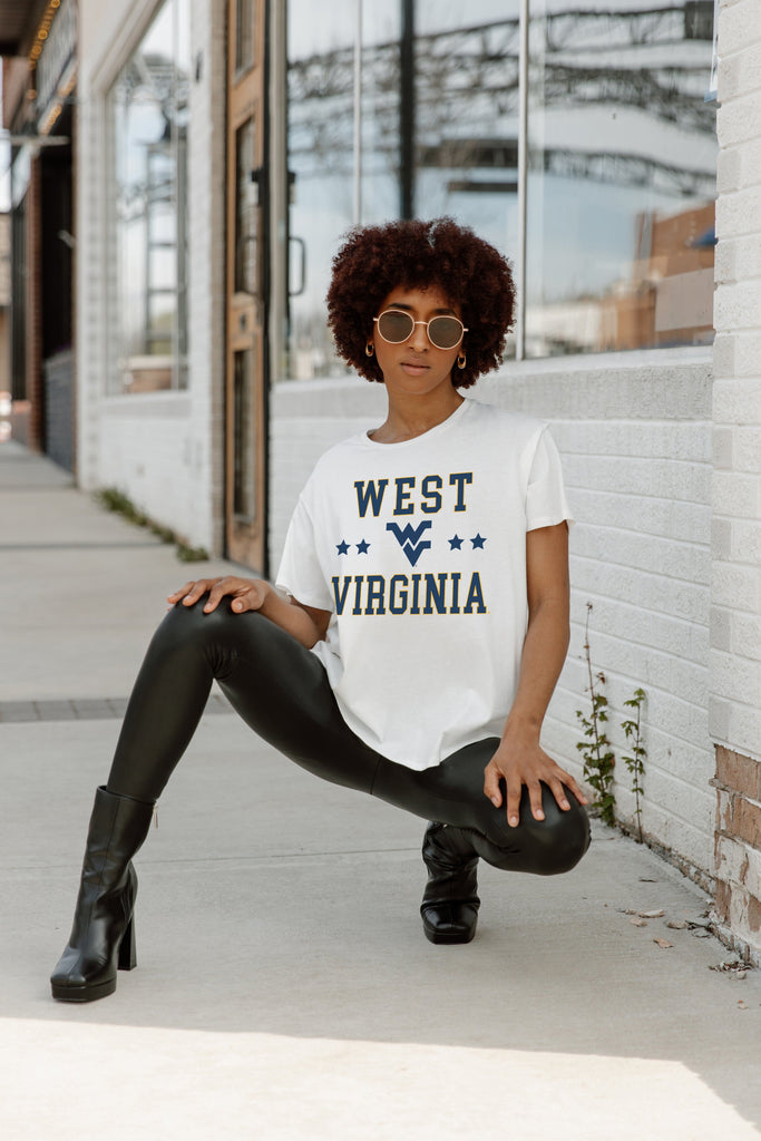 WEST VIRGINIA MOUNTAINEERS TO THE POINT SHORT SLEEVE FLOWY TEE