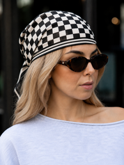 AUDREY CHECKER PRINT BANDANA SCARF