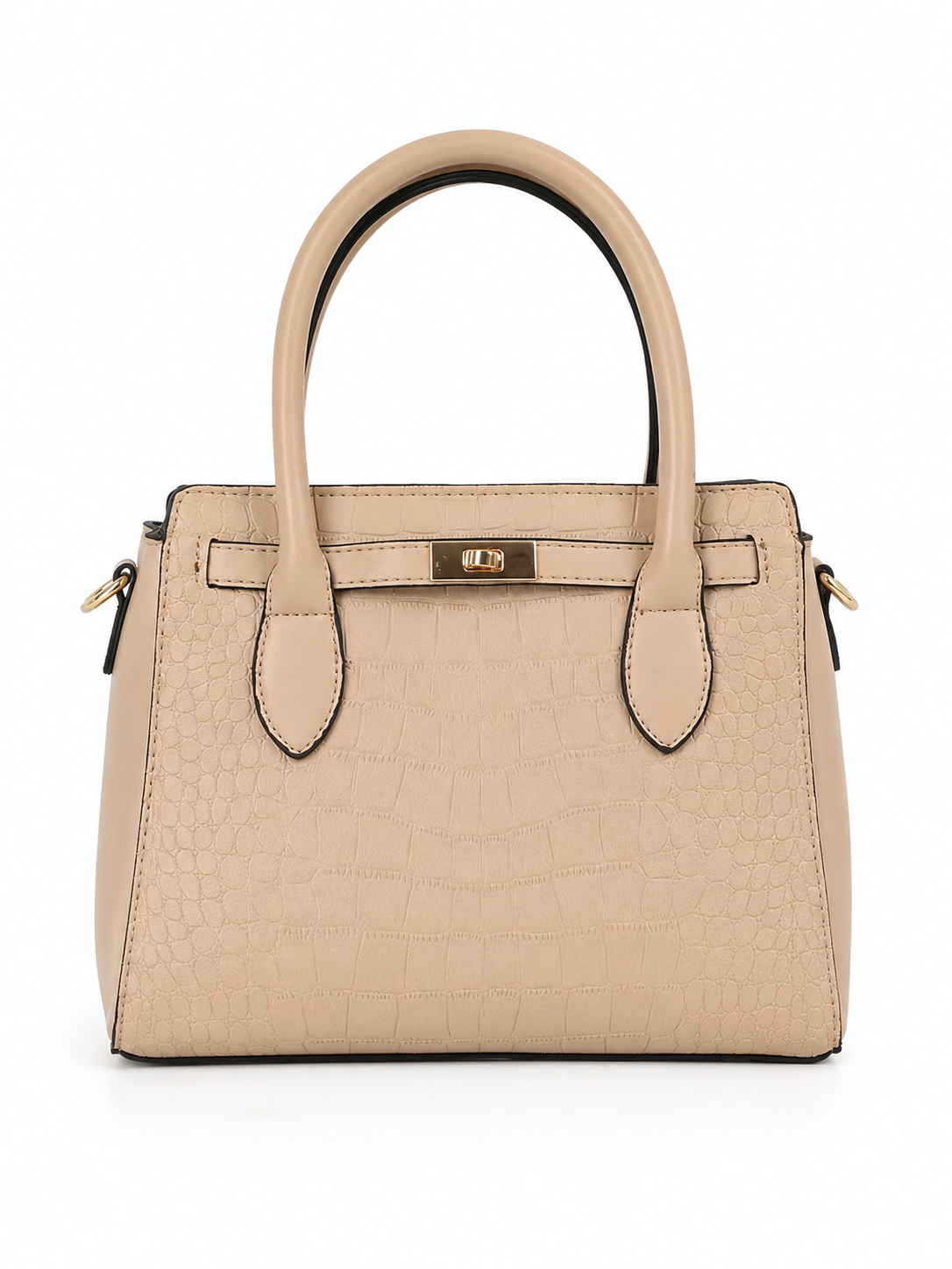 GOOD INTENTIONS CROCODILE PRINT EMBOSSED BAG IN TAN
