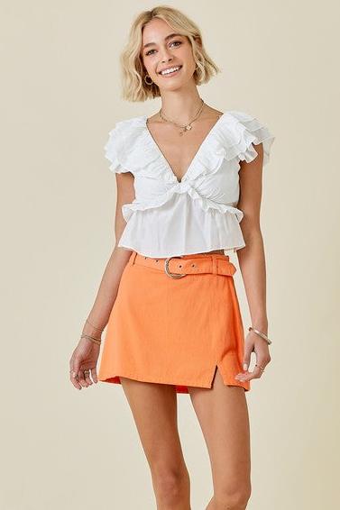 BUCKLE BEAUTY SKIRT IN ORANGE