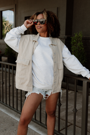 DENIM DOLL VEST IN KHAKI