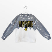 APPALACHIAN STATE MOUNTAINEERS CASUAL FAN KIDS FADED WASH CREWNECK PULLOVER