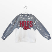 ARKANSAS RAZORBACKS CASUAL FAN KIDS FADED WASH CREWNECK PULLOVER