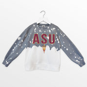 ARIZONA STATE SUN DEVILS CASUAL FAN KIDS FADED WASH CREWNECK PULLOVER