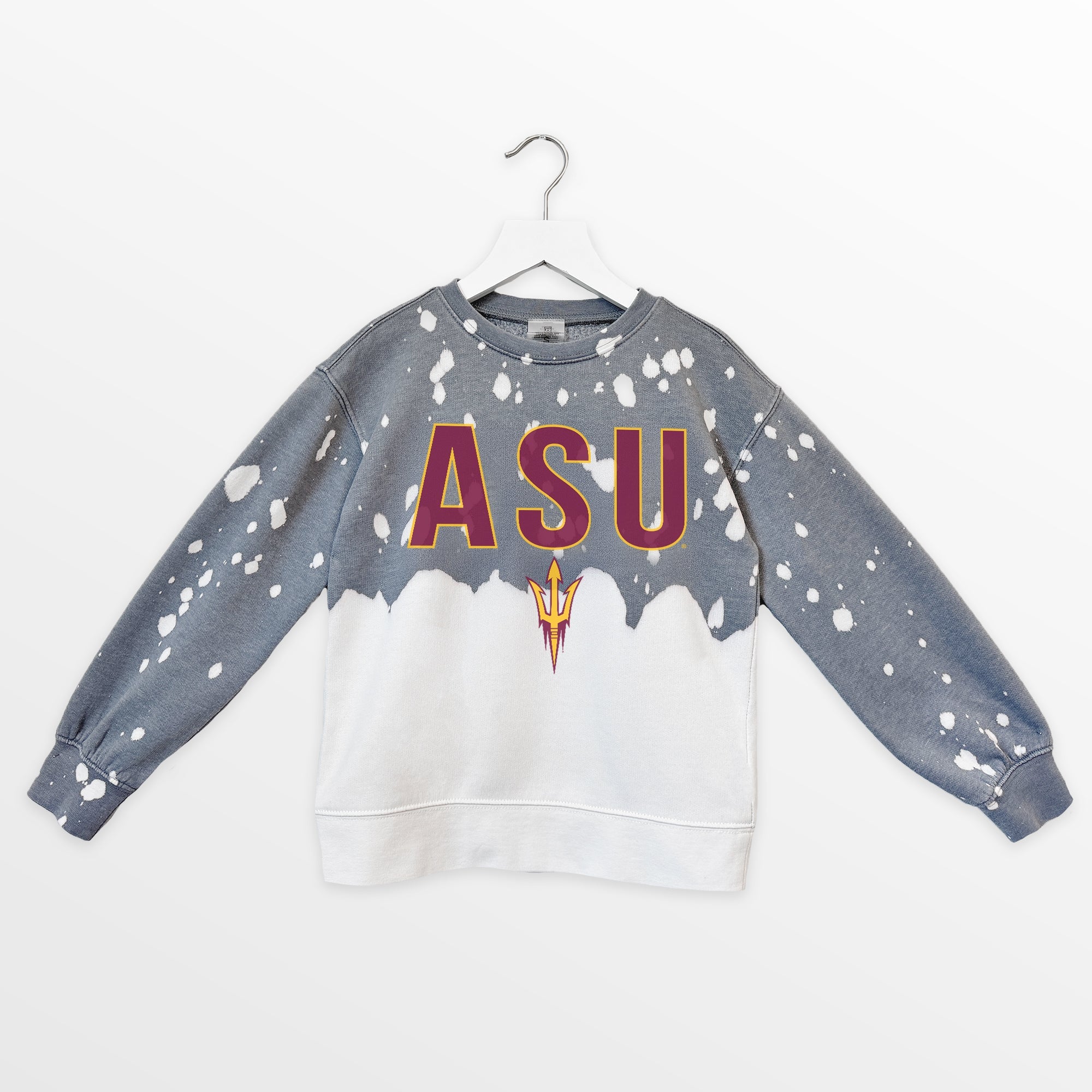 ARIZONA STATE SUN DEVILS CASUAL FAN KIDS FADED WASH CREWNECK PULLOVER
