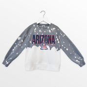 ARIZONA WILDCATS CASUAL FAN KIDS FADED WASH CREWNECK PULLOVER