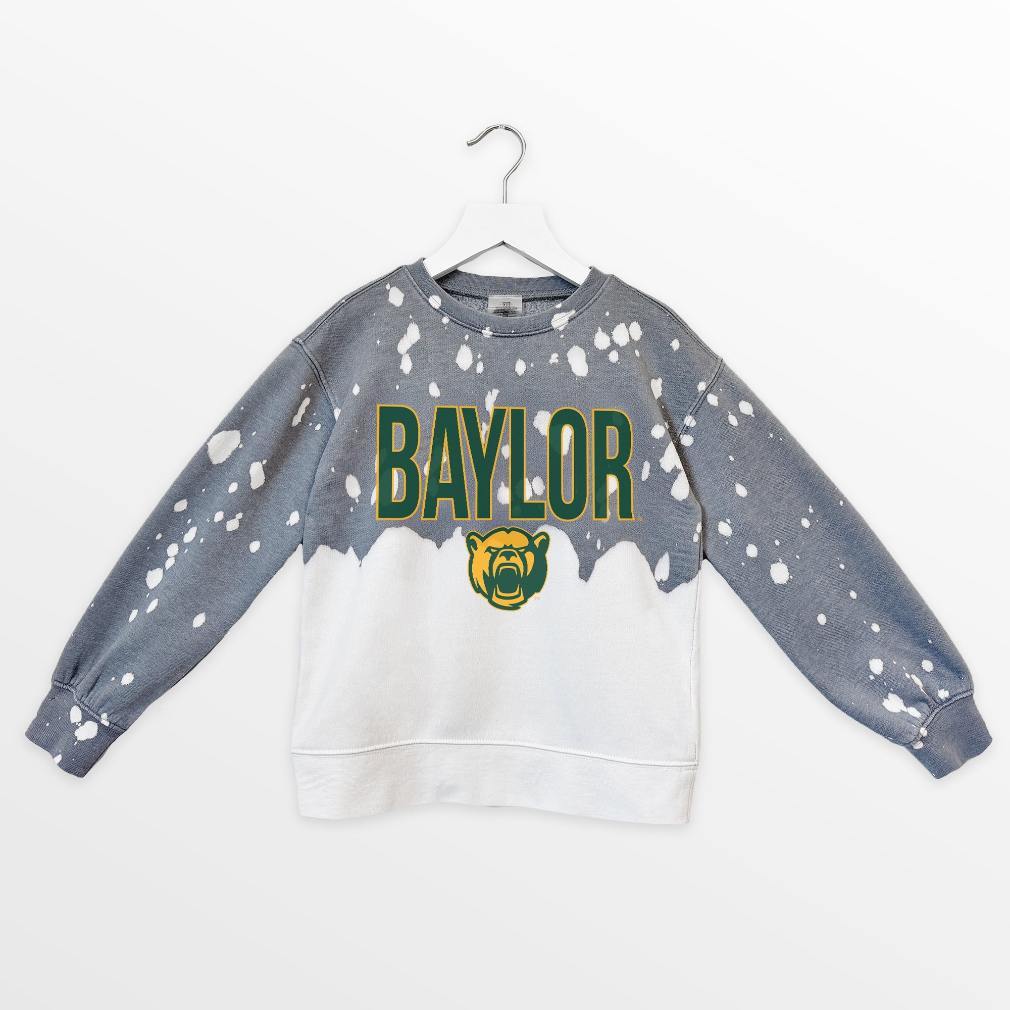 BAYLOR BEARS CASUAL FAN KIDS FADED WASH CREWNECK PULLOVER