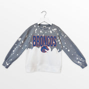 BOISE STATE BRONCOS CASUAL FAN KIDS FADED WASH CREWNECK PULLOVER