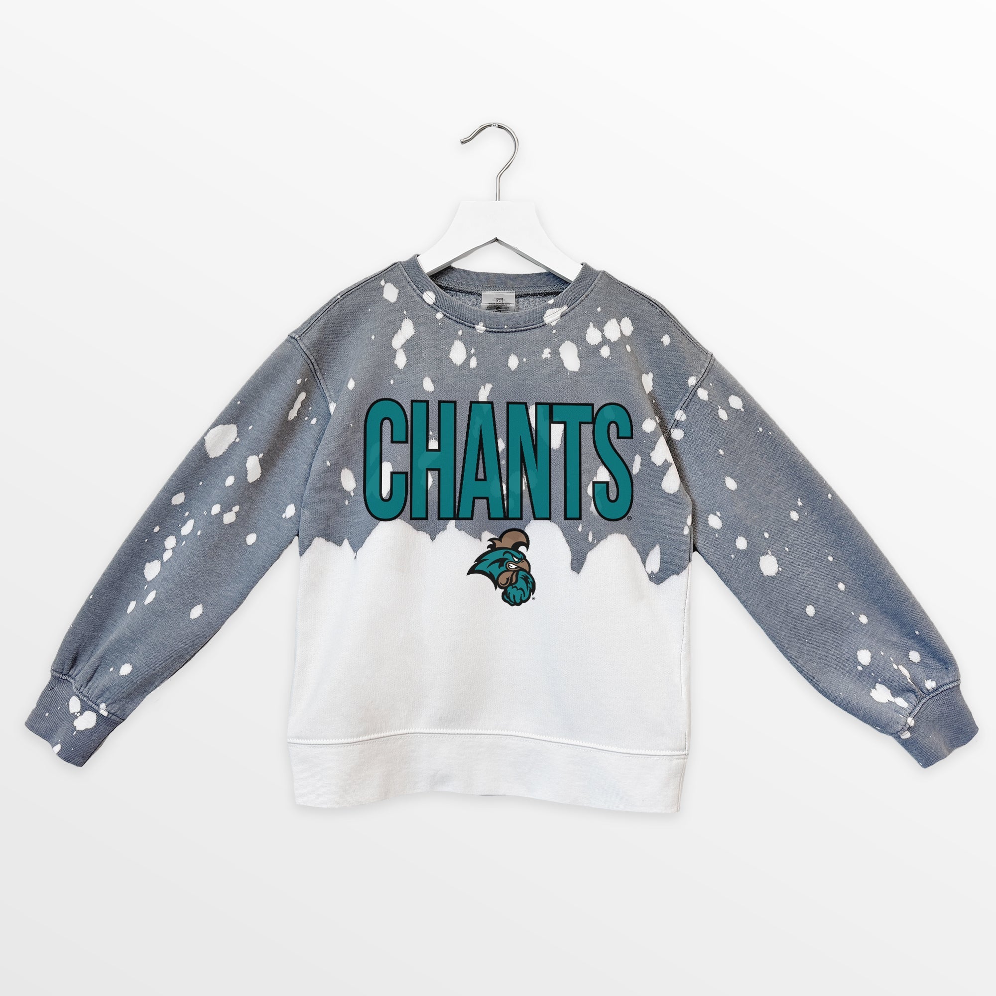COASTAL CAROLINA CHANTICLEERS CASUAL FAN KIDS FADED WASH CREWNECK PULLOVER