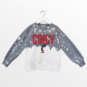 CINCINNATI BEARCATS CASUAL FAN KIDS FADED WASH CREWNECK PULLOVER