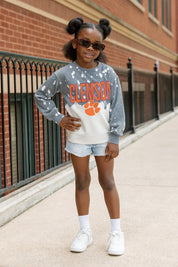 CLEMSON TIGERS CASUAL FAN KIDS FADED WASH CREWNECK PULLOVER