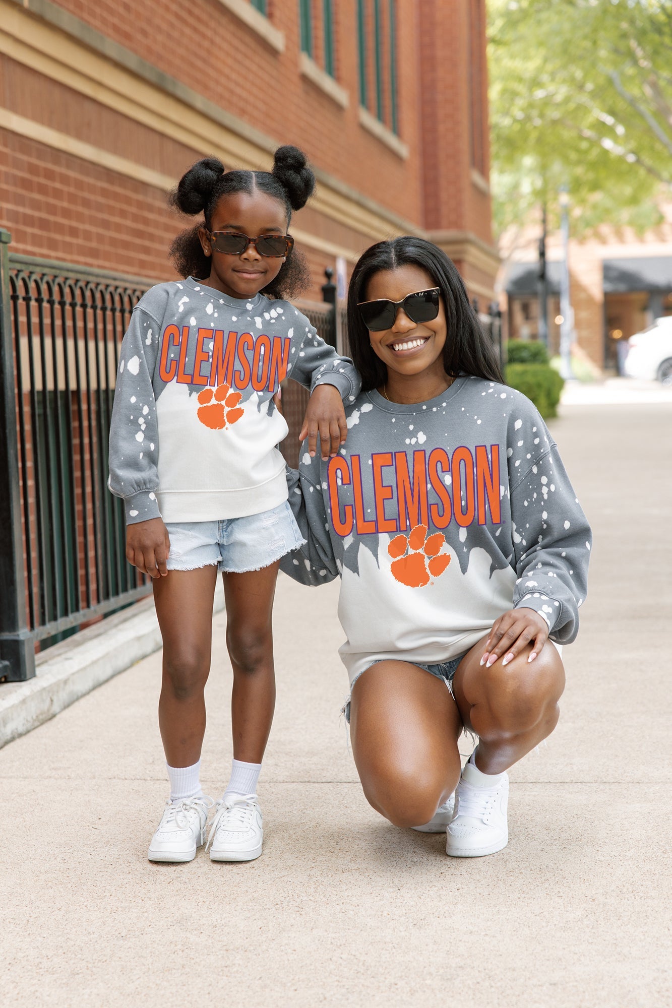 CLEMSON TIGERS CASUAL FAN KIDS FADED WASH CREWNECK PULLOVER