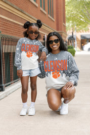 CLEMSON TIGERS CASUAL FAN KIDS FADED WASH CREWNECK PULLOVER