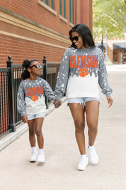 CLEMSON TIGERS CASUAL FAN KIDS FADED WASH CREWNECK PULLOVER