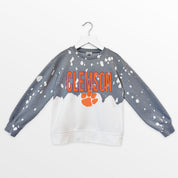 CLEMSON TIGERS CASUAL FAN KIDS FADED WASH CREWNECK PULLOVER