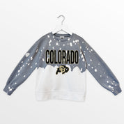 COLORADO BUFFALOES CASUAL FAN KIDS FADED WASH CREWNECK PULLOVER