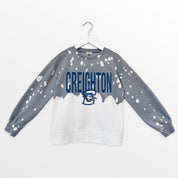 CREIGHTON BLUEJAYS CASUAL FAN KIDS FADED WASH CREWNECK PULLOVER