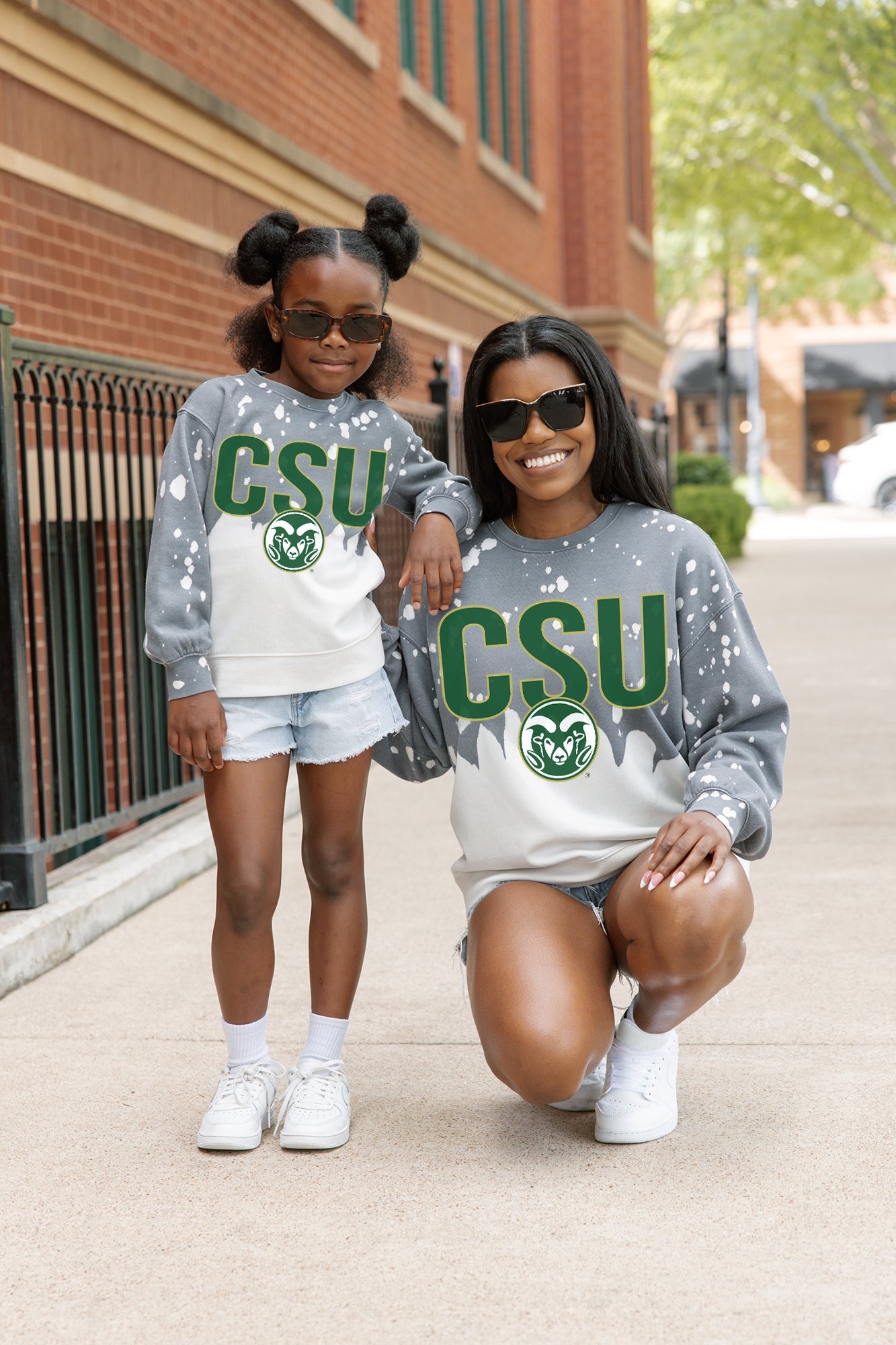 COLORADO STATE RAMS CASUAL FAN KIDS FADED WASH CREWNECK PULLOVER