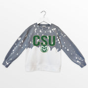 COLORADO STATE RAMS CASUAL FAN KIDS FADED WASH CREWNECK PULLOVER