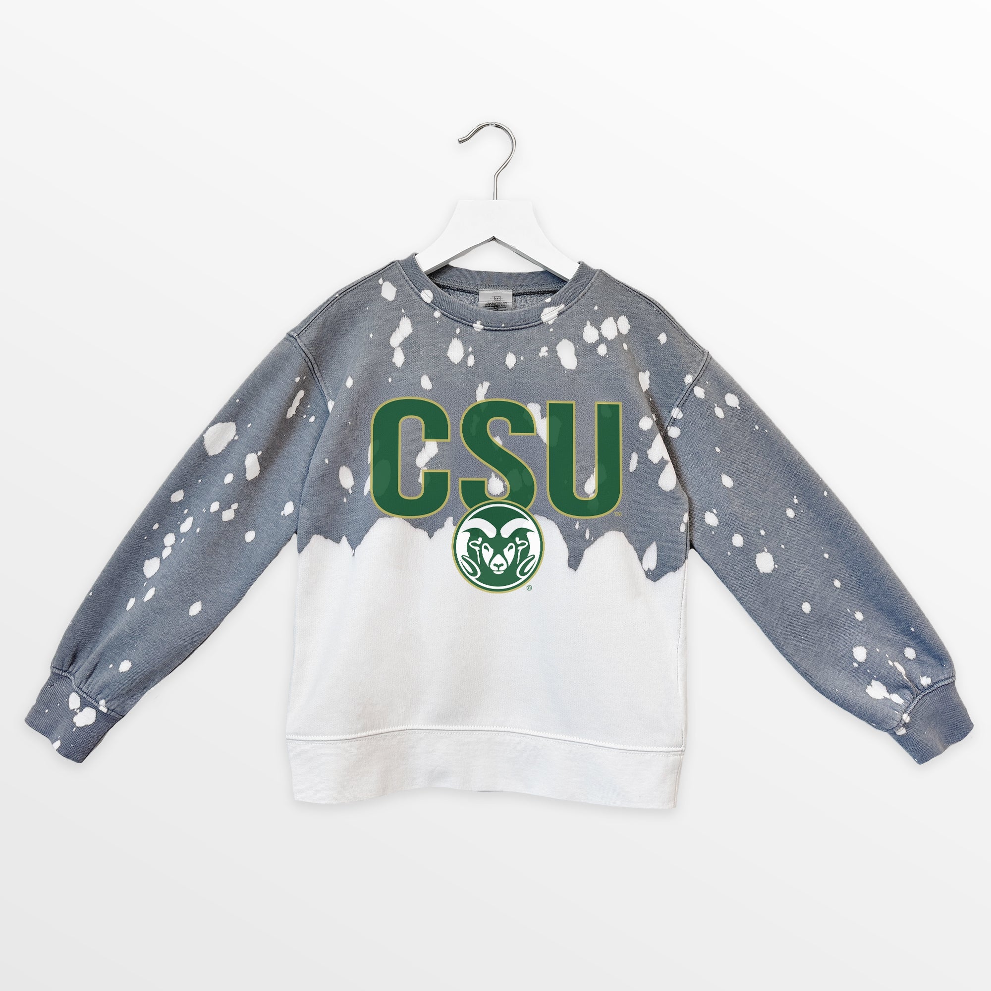 COLORADO STATE RAMS CASUAL FAN KIDS FADED WASH CREWNECK PULLOVER