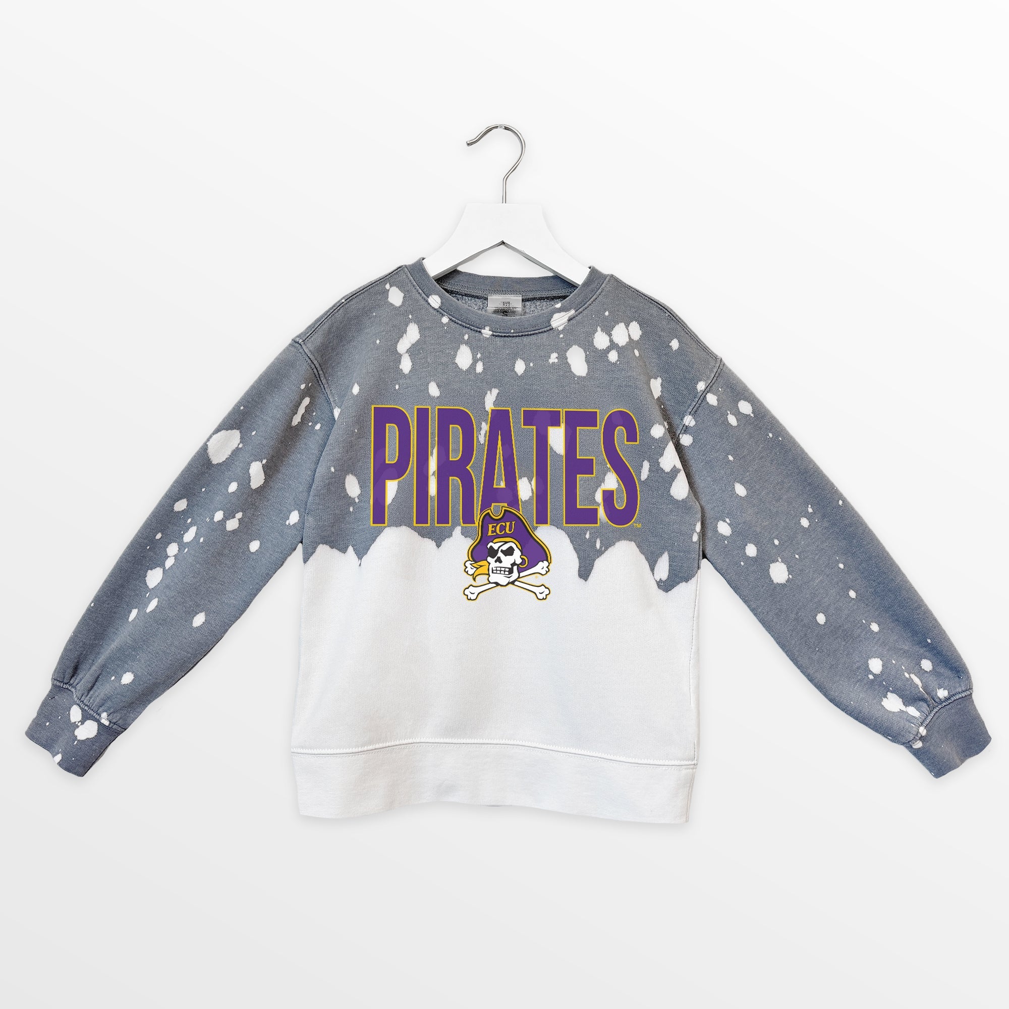 EAST CAROLINA PIRATES CASUAL FAN KIDS FADED WASH CREWNECK PULLOVER