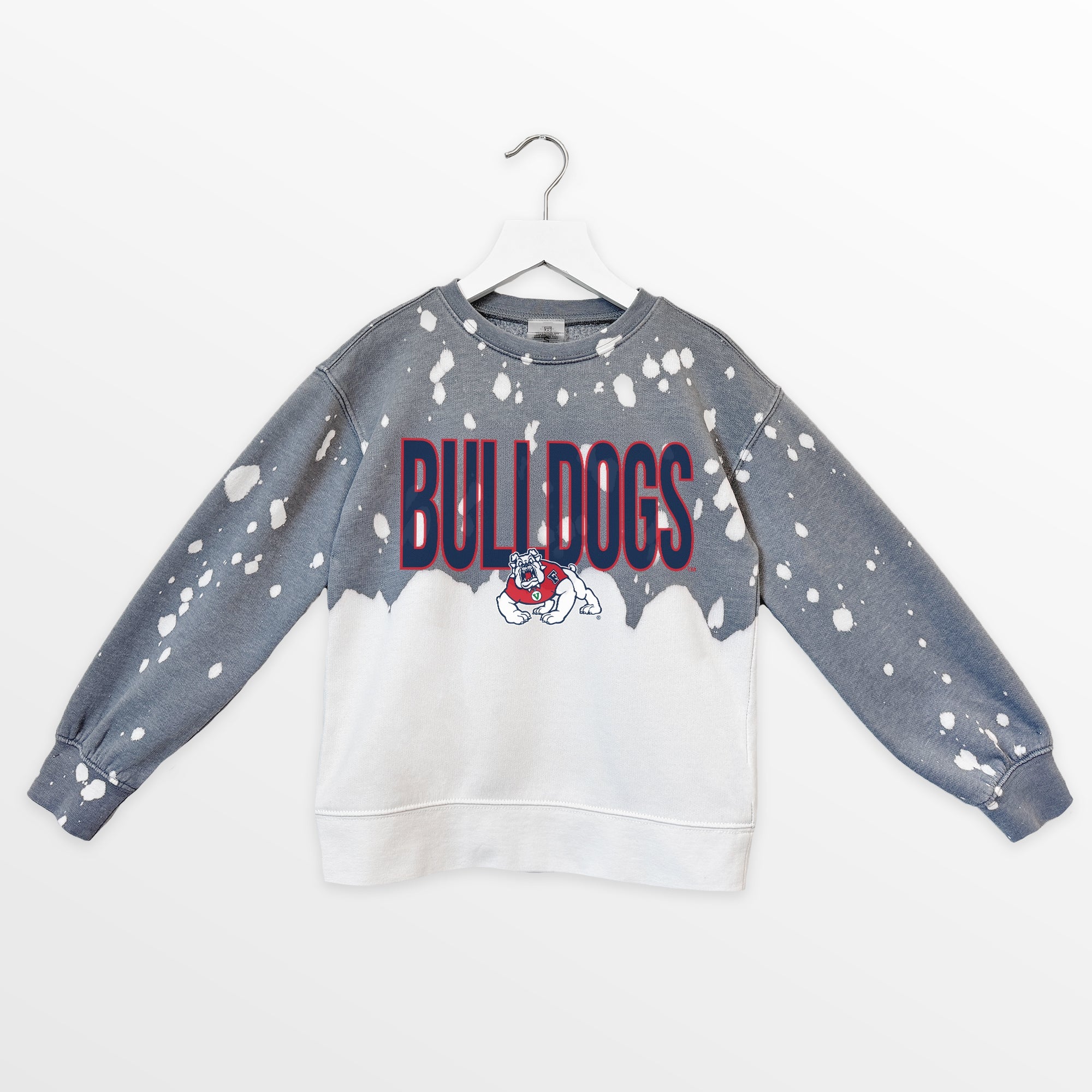 FRESNO STATE BULLDOGS CASUAL FAN KIDS FADED WASH CREWNECK PULLOVER