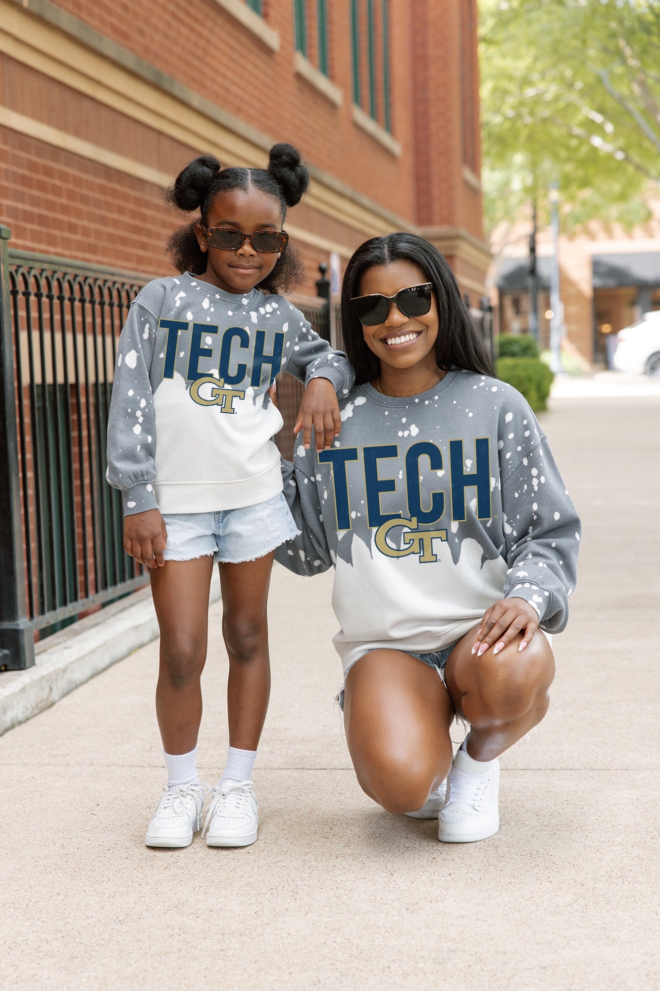 GEORGIA TECH YELLOW JACKETS CASUAL FAN KIDS FADED WASH CREWNECK PULLOVER