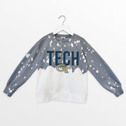 GEORGIA TECH YELLOW JACKETS CASUAL FAN KIDS FADED WASH CREWNECK PULLOVER