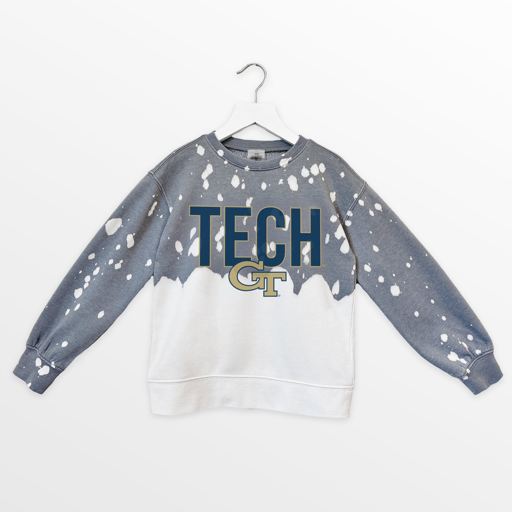 GEORGIA TECH YELLOW JACKETS CASUAL FAN KIDS FADED WASH CREWNECK PULLOVER