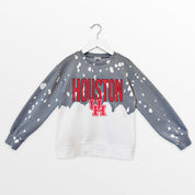 HOUSTON COUGARS CASUAL FAN KIDS FADED WASH CREWNECK PULLOVER