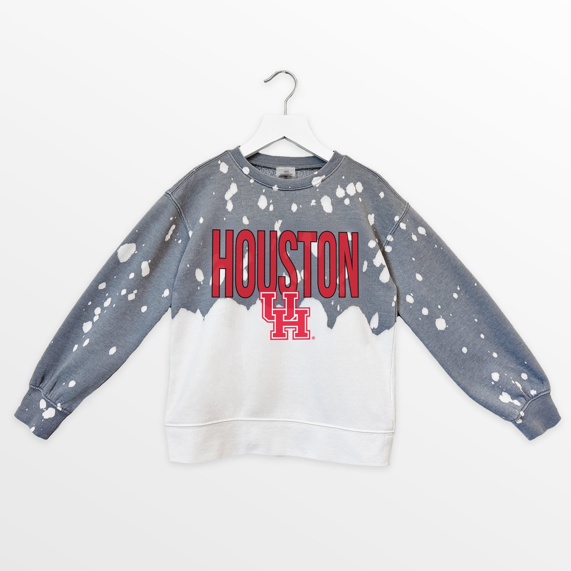 HOUSTON COUGARS CASUAL FAN KIDS FADED WASH CREWNECK PULLOVER