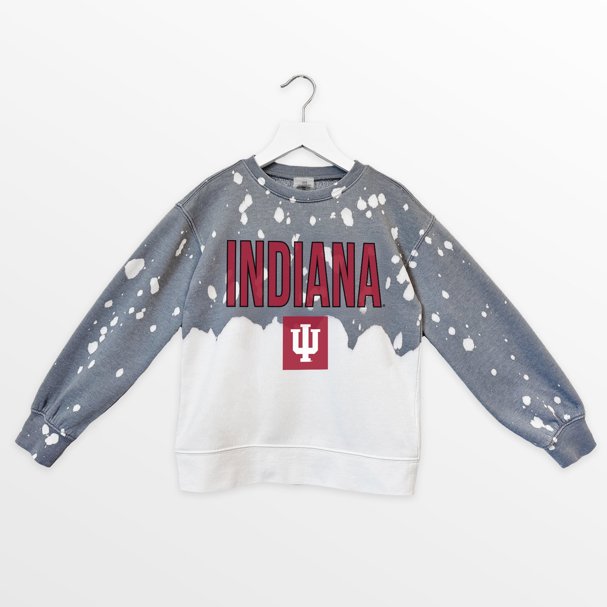 INDIANA HOOSIERS CASUAL FAN KIDS FADED WASH CREWNECK PULLOVER