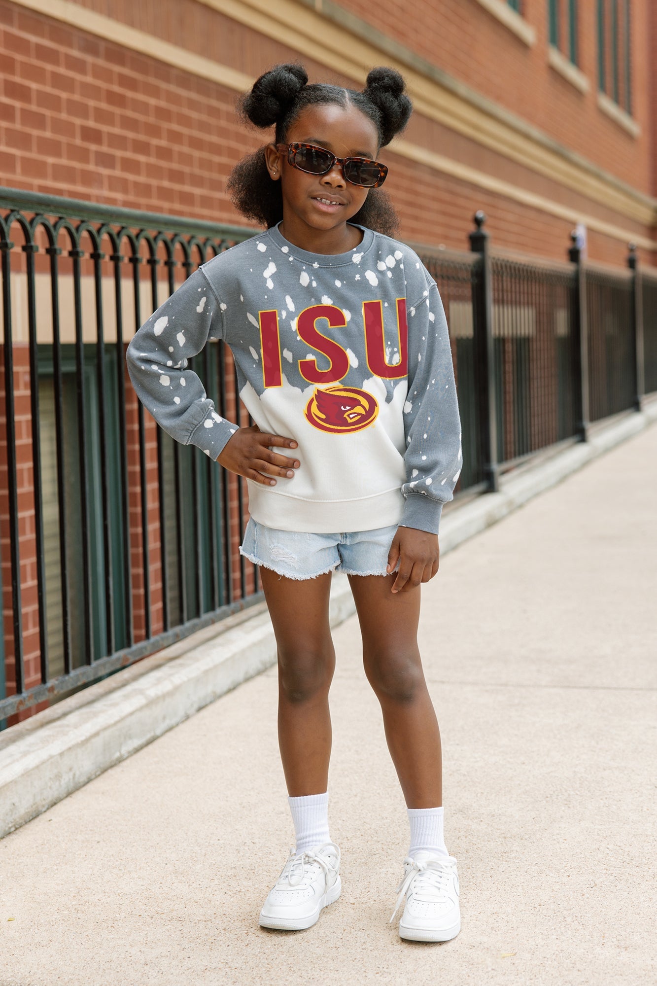 IOWA STATE CYCLONES CASUAL FAN KIDS FADED WASH CREWNECK PULLOVER