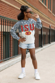 IOWA STATE CYCLONES CASUAL FAN KIDS FADED WASH CREWNECK PULLOVER