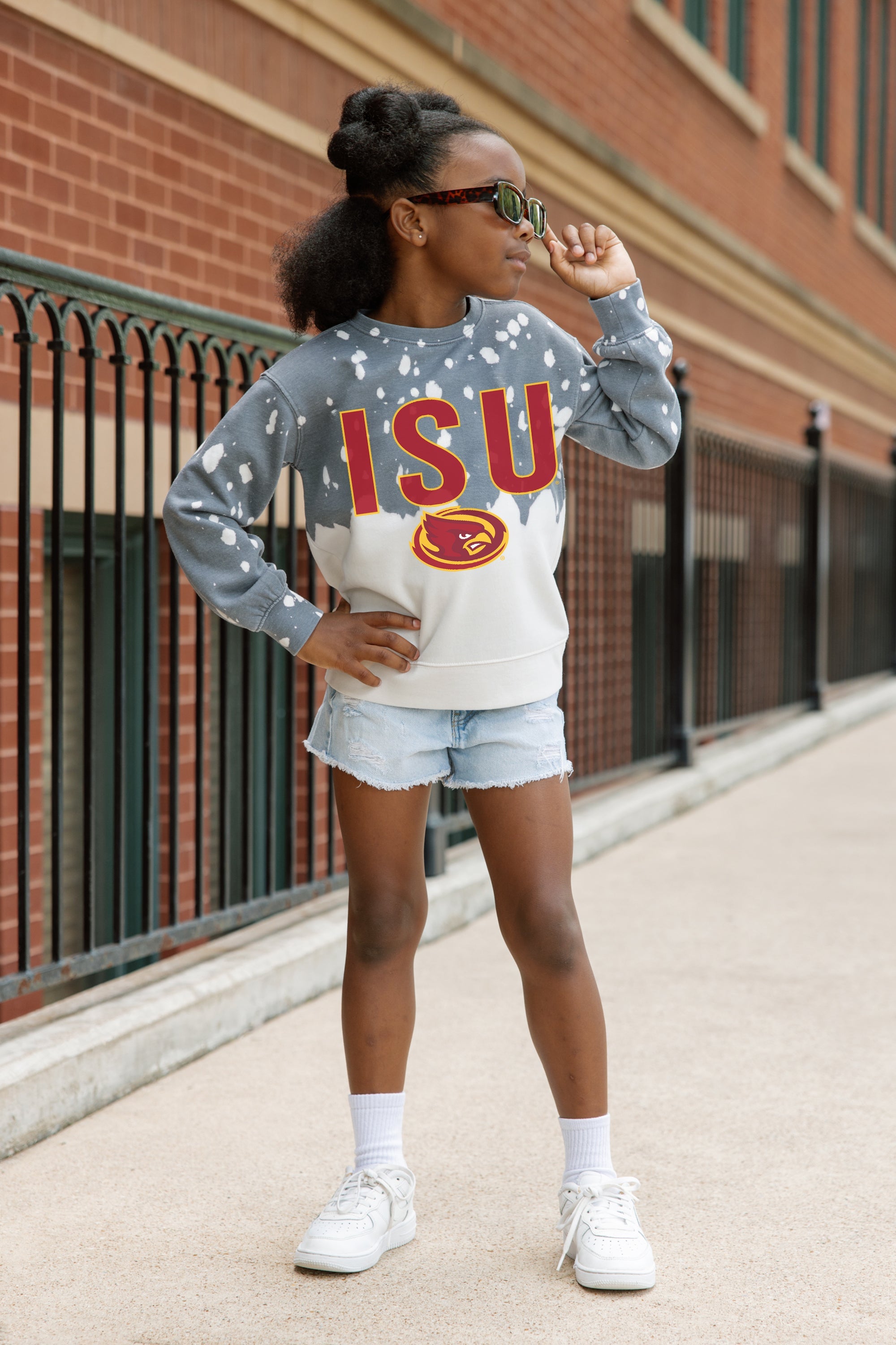 IOWA STATE CYCLONES CASUAL FAN KIDS FADED WASH CREWNECK PULLOVER